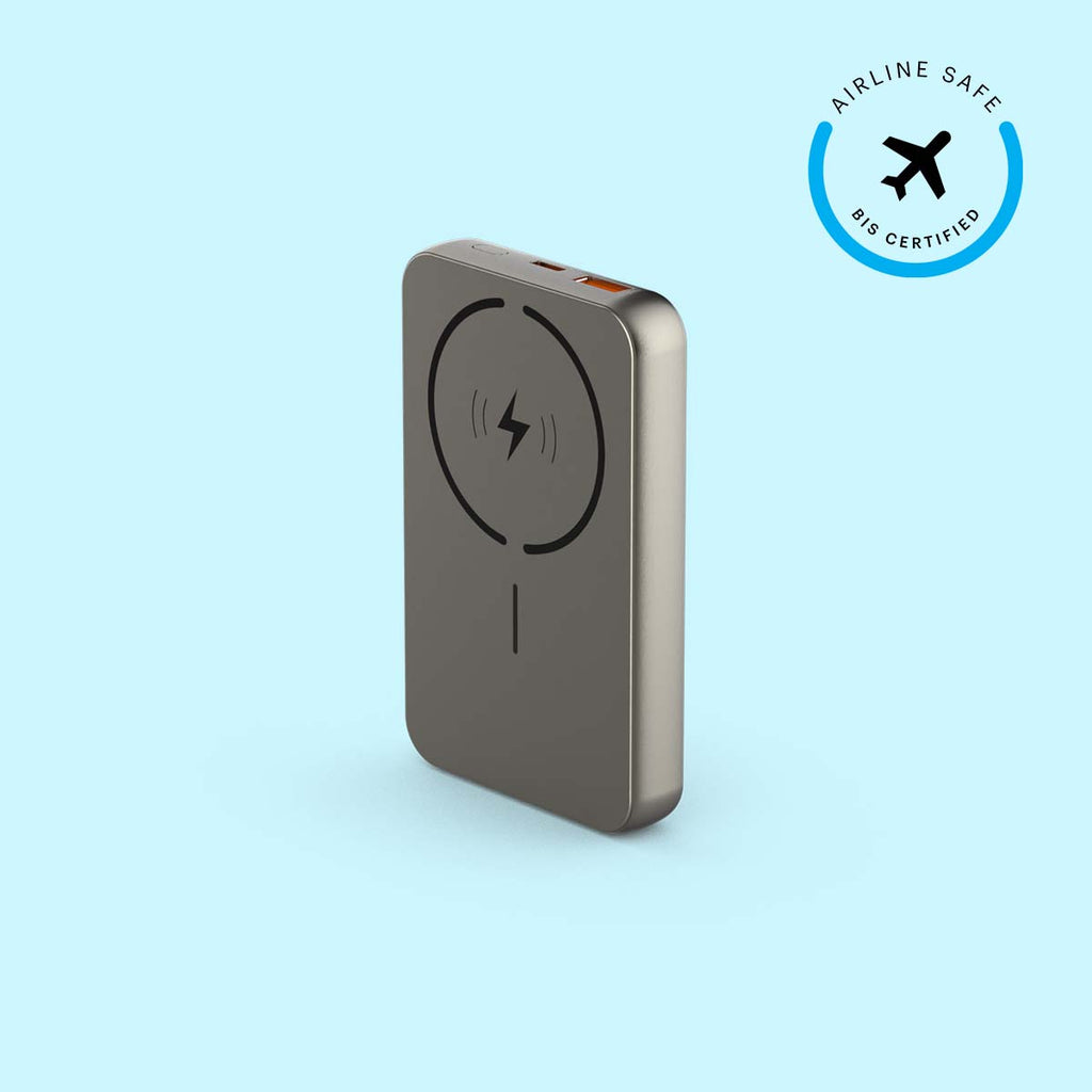 Click 10000mAh 15W Slim Magnetic Wireless Powerbank with Natural Titanium Finish for iPhone