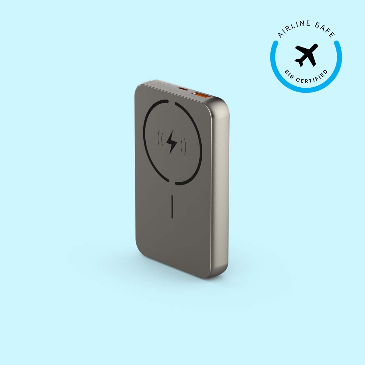 Click 10000mAh 15W Slim Magnetic Wireless Powerbank with Natural Titanium Finish for iPhone