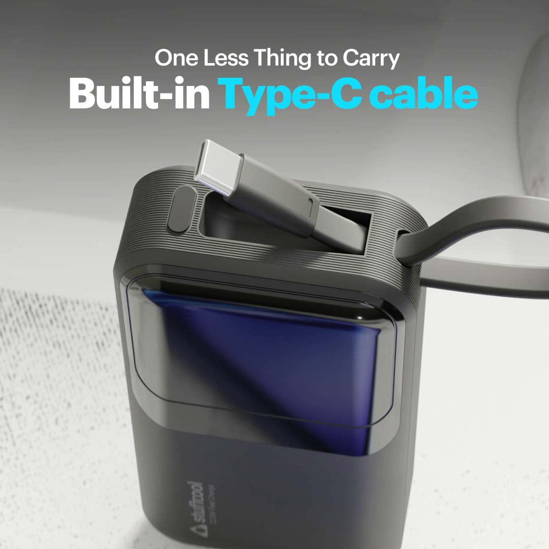 Mito Plus Mini 10000mAh Powerbank with Built-in Type-C Cable and 22.5W Fast Charging