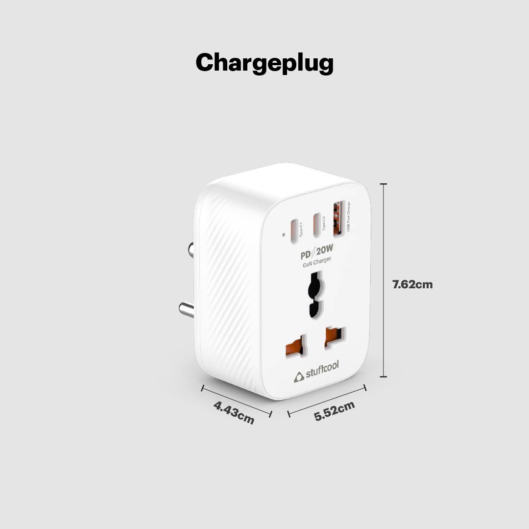ChargePlug Mini Universal Multi Plug with 20W Gan Charger