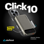Click 10000mAh 15W Slim Magnetic Wireless Powerbank with Natural Titanium Finish for iPhone