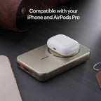 Click 10000mAh 15W Slim Magnetic Wireless Powerbank with Natural Titanium Finish for iPhone