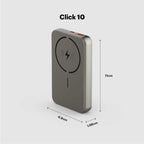Click 10000mAh 15W Slim Magnetic Wireless Powerbank with Natural Titanium Finish for iPhone