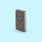 Click 10000mAh 15W Slim Magnetic Wireless Powerbank with Natural Titanium Finish for iPhone