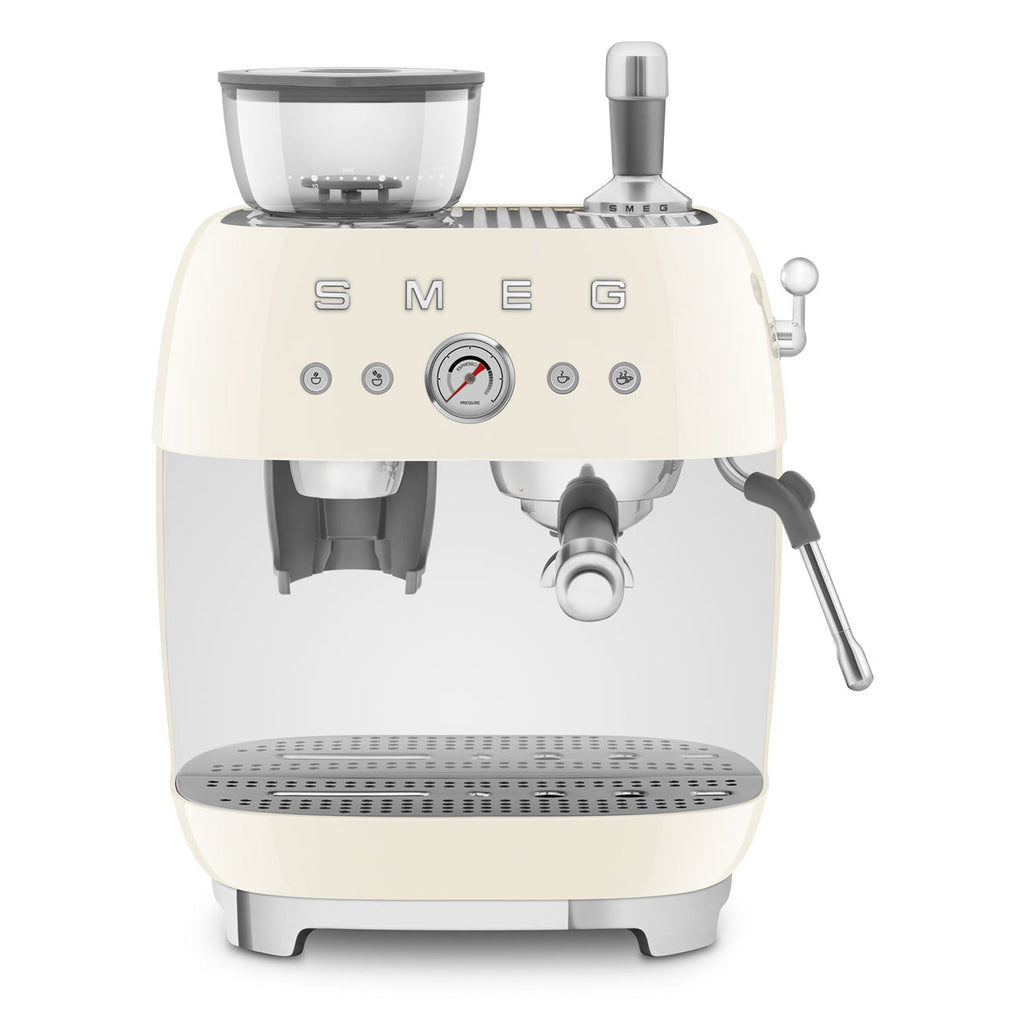 Smeg Cream manual espresso coffee machine with built-in grinder