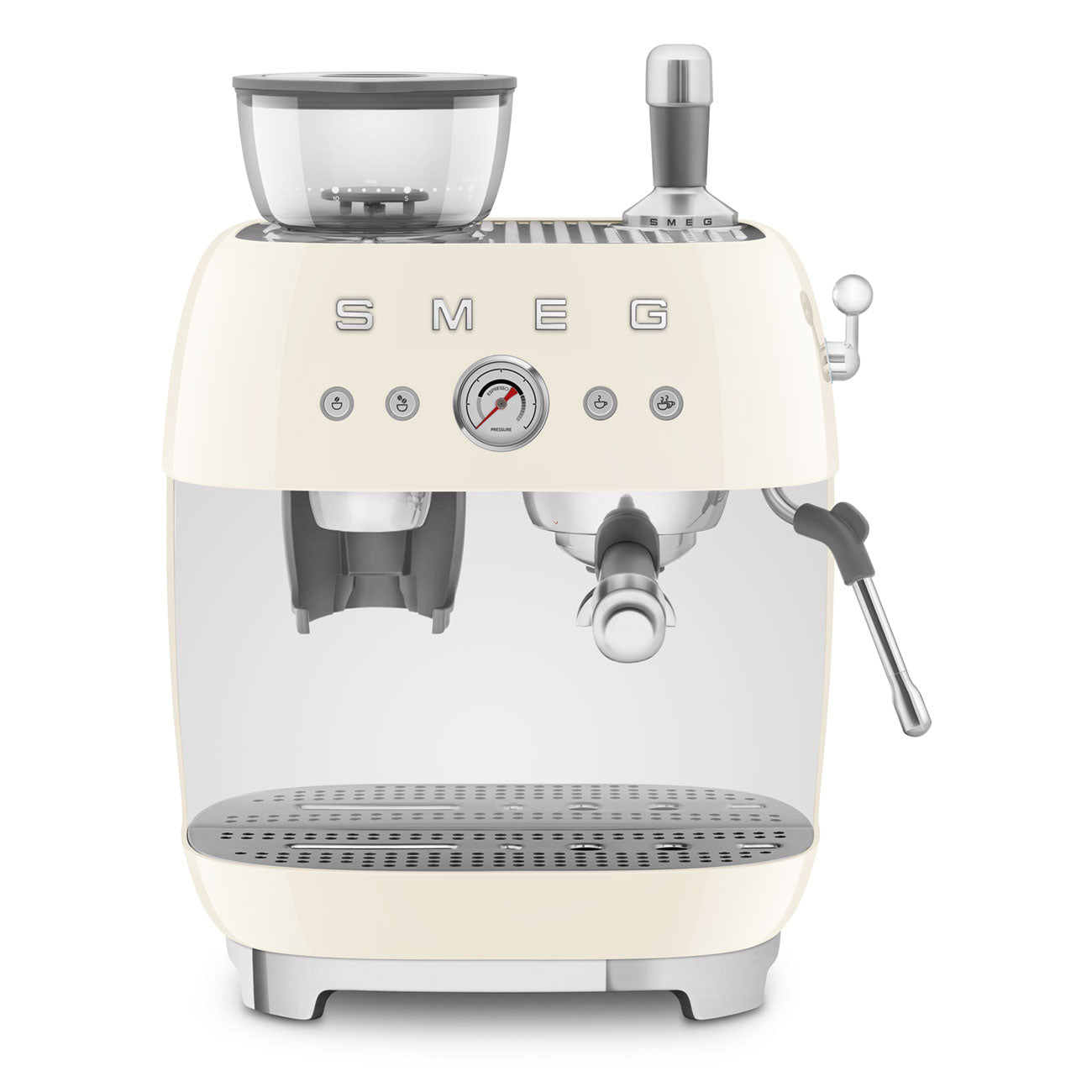 Smeg Cream manual espresso coffee machine with built-in grinder