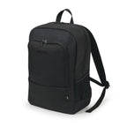 Black backpack with visible brand logo on a white background