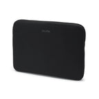 A black neoprene laptop sleeve with a silver 'DICOTA' logo on the front, shown on a clean white background.
