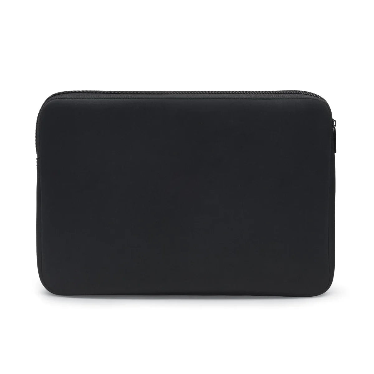 A black neoprene laptop sleeve with a zippered closure, shown from the front on a plain white background.