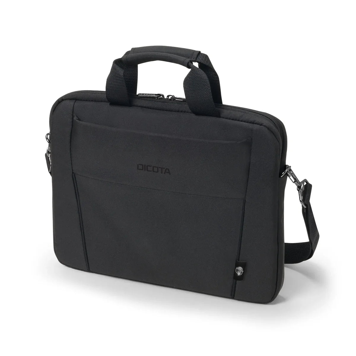 Black Dicota laptop bag on a white background