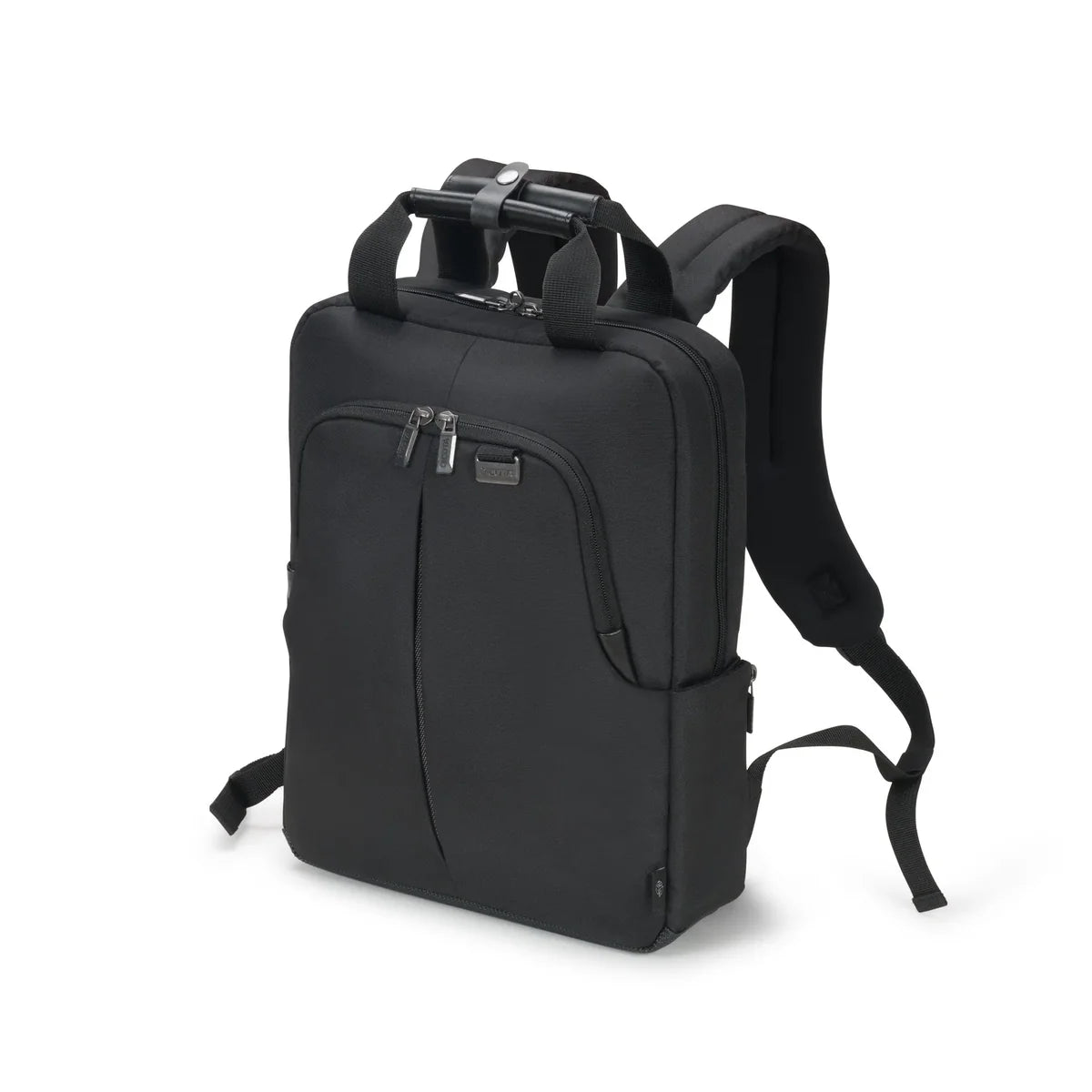 Black backpack on a white background