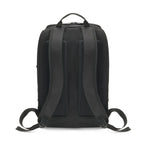 Black backpack shown from the back view on a solid white background.