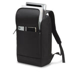 Black backpack with a laptop compartment on a white background
