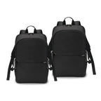 Two black backpacks, one smaller and one larger, shown from the front on a plain white background.