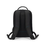 Black mesh laptop backpack shown from the back, featuring padded shoulder straps, a top carry handle, and subtle blue accent stitching on a white background.