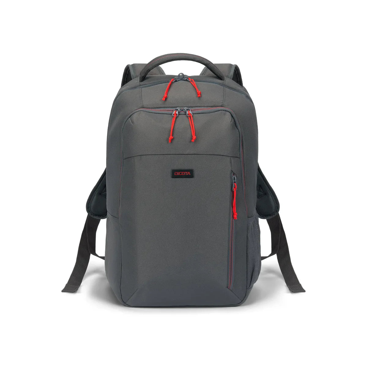 A dark gray backpack with red zipper pulls and drawstrings, shown from the front on a white background. The brand name 'Sparta' is visible on a small black label on the front pocket.