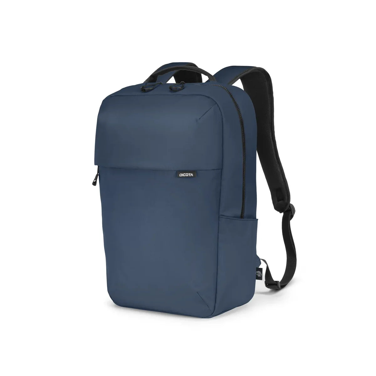A navy blue backpack with black straps and a small black brand label on the front, shown on a clean white background.