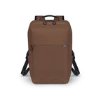 Brown backpack with black straps on a white background