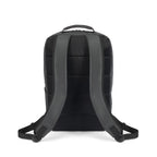 The back view of a black mesh backpack with padded shoulder straps and a top carry handle, shown on a plain white background.