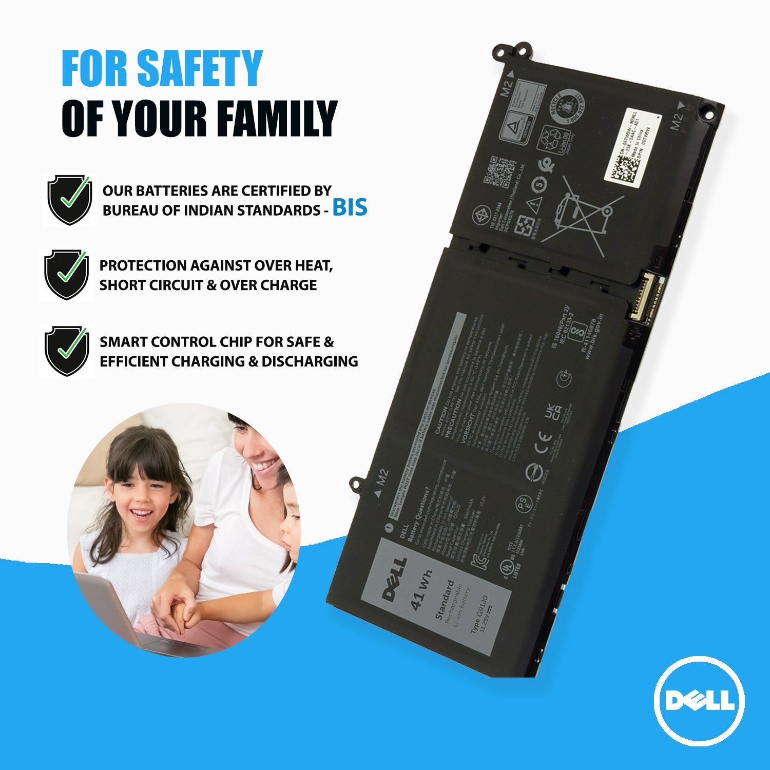 Dell Original 3467mAh 41Whr 11.2V 3 Cell Laptop Battery for Inspiron 14 5410 5430 5440 7420