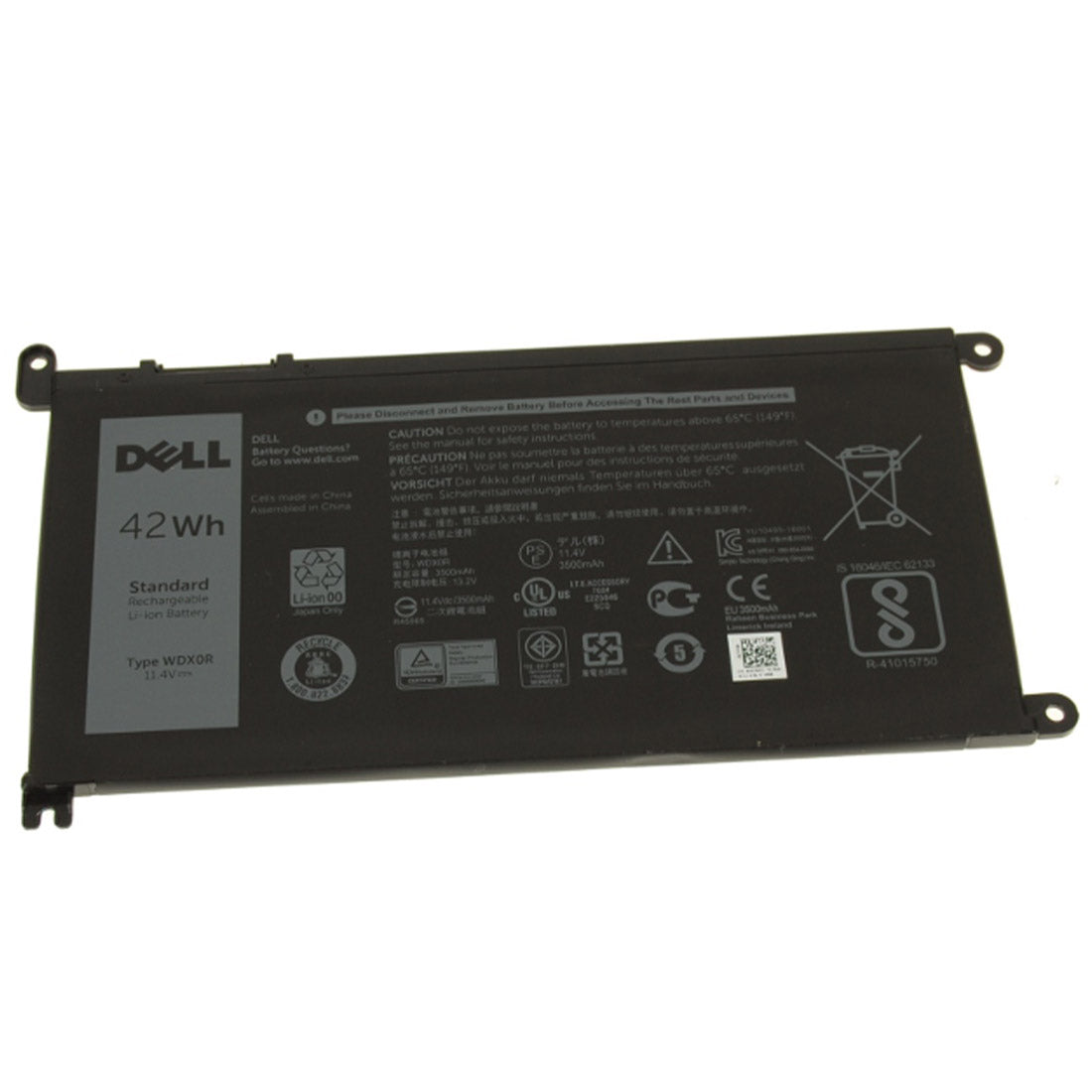Dell Original WDX0R 3500mAh 11.4V 42WHR 3-Cell Replacement Laptop Battery for Inspiron 13 5368 5378 5379