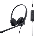 DELL WH1022 Wired Stereo Over Ear Active Noise Cancellation Headset with Boom Mic - Black
