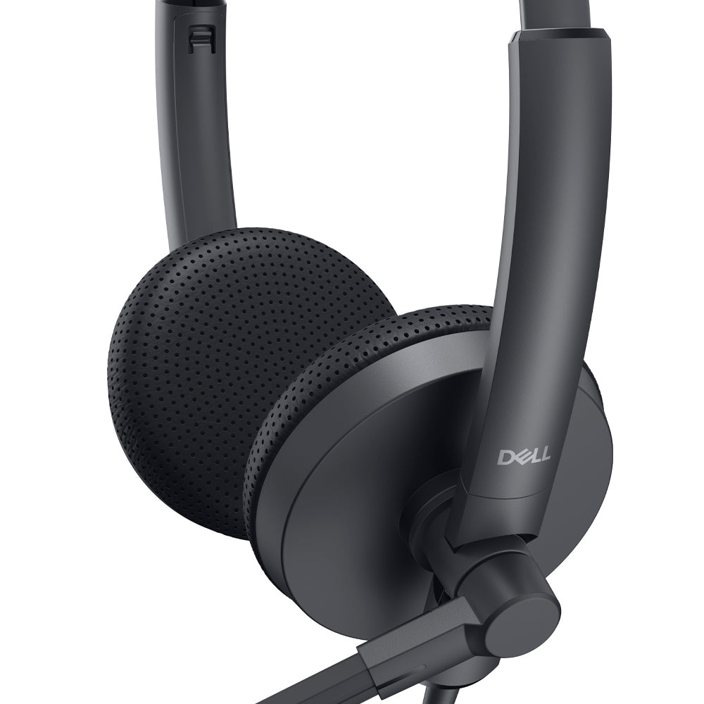 DELL WH1022 Wired Stereo Over Ear Active Noise Cancellation Headset with Boom Mic - Black