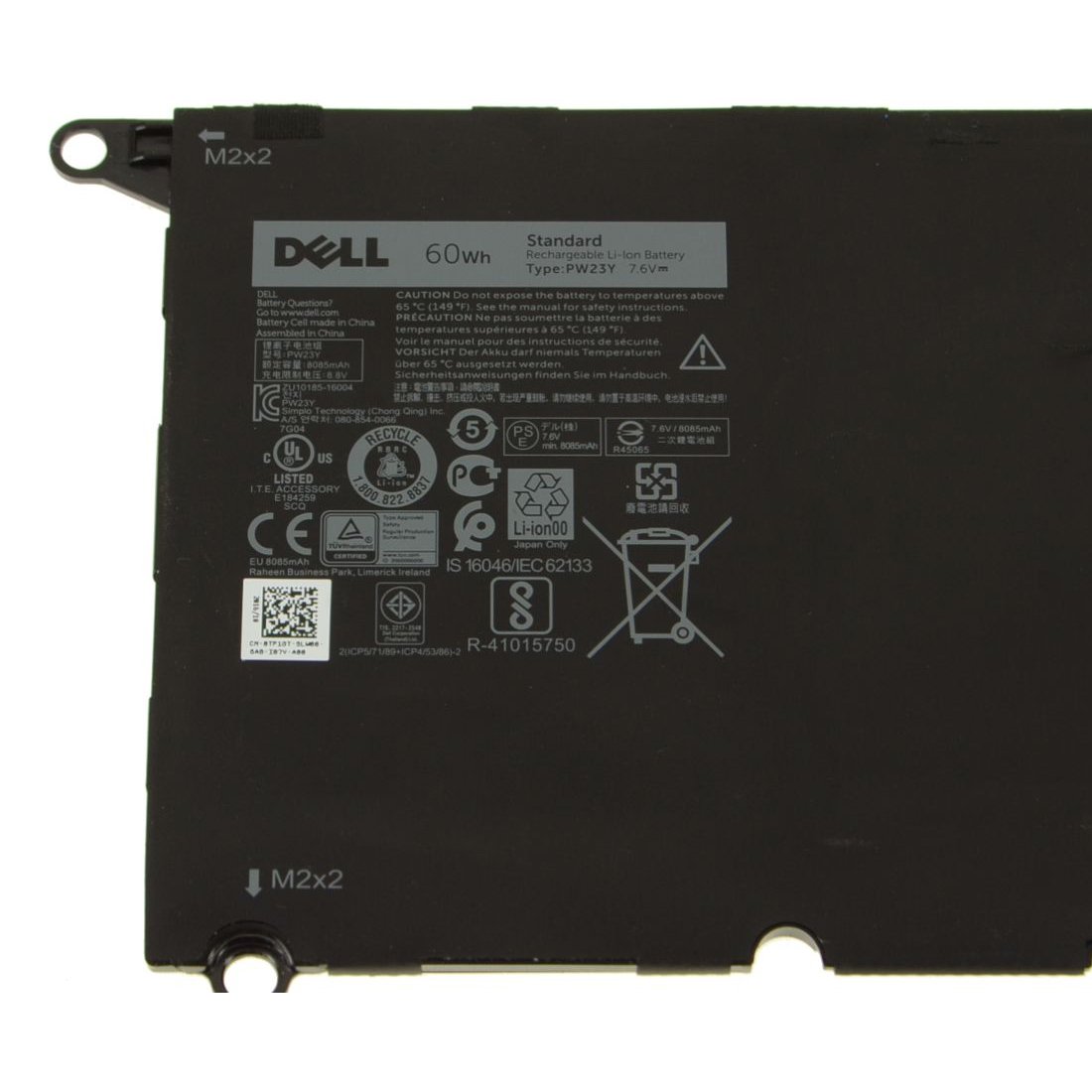Dell Original 8085mAh 7.6V 60WHr 4 Cell Laptop Battery for XPS 13 9360 Series