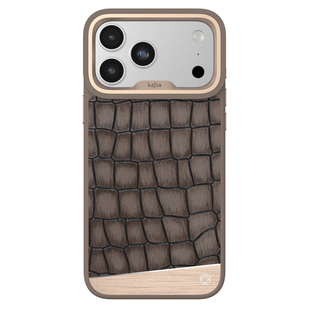 Kajsa - Glamorous Collection - Metallic Croco 2 Back Case for iPhone 17 (MagSafe Compatible)