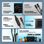 Duplo 2 In 1 Cable 140W With E-Marker Chip 1.2M