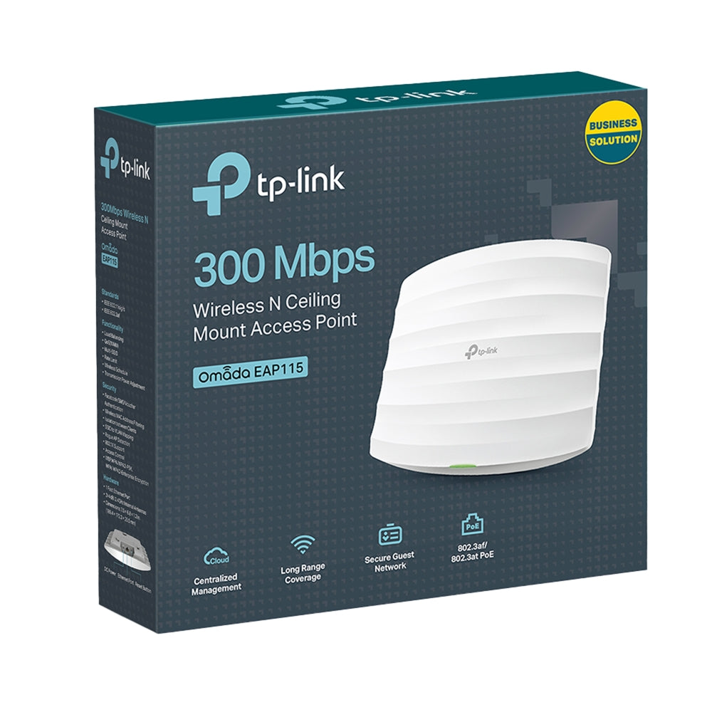 TP-Link N300 Omada EAP115 Indoor 300Mbps Wireless N Ceiling Mount Access Point - White