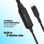 Black cable with USB-C connector on a light blue background, featuring the brand 'Suffcool'.