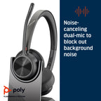 Poly Voyager 4320-M Microsoft Teams Certified Bluetooth Wireless Headset with Charging Stand - Black