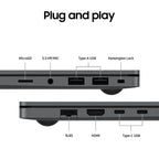 Laptop ports diagram with labels on a white background