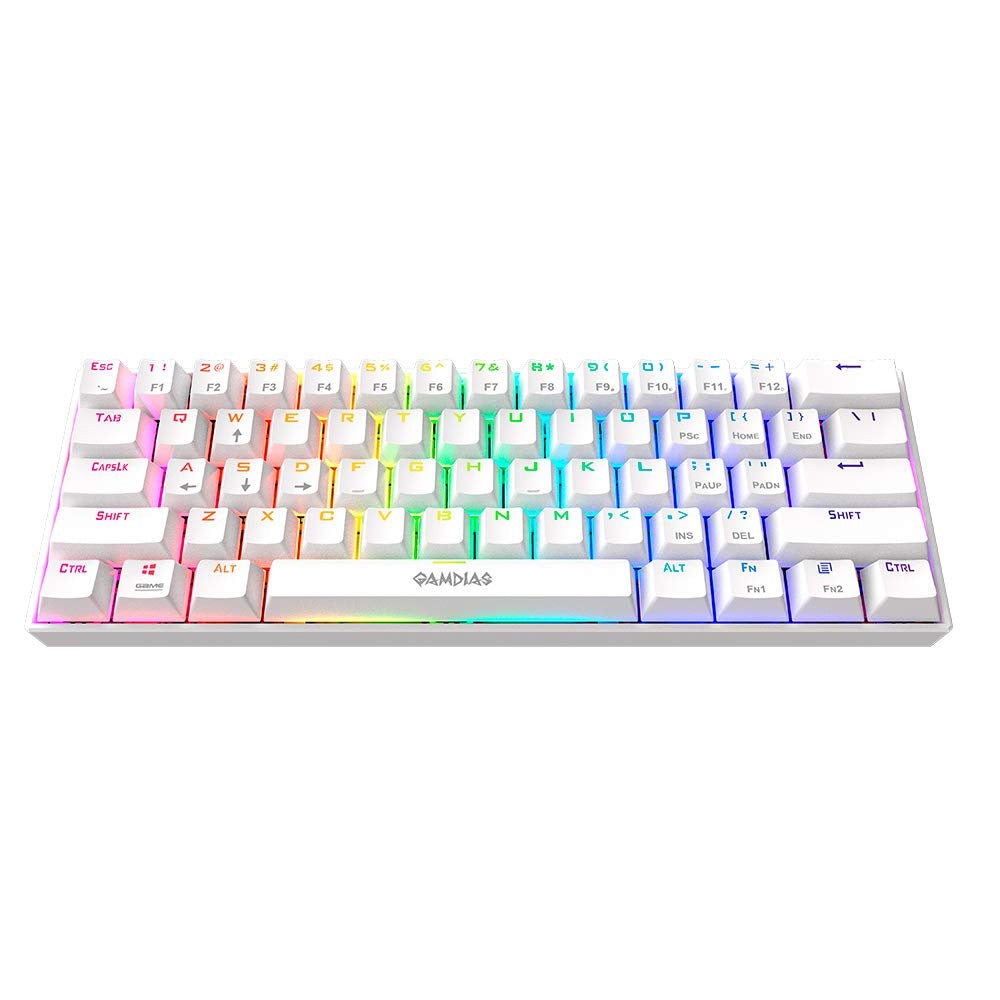 Gamdias Hermes E3 RGB Mechanical White Gaming Keyboard Blue Switch with 19 Built-in Lighting Effects Certified Optical Switches and N-Key Rollover & Anti-Ghosting Functionality