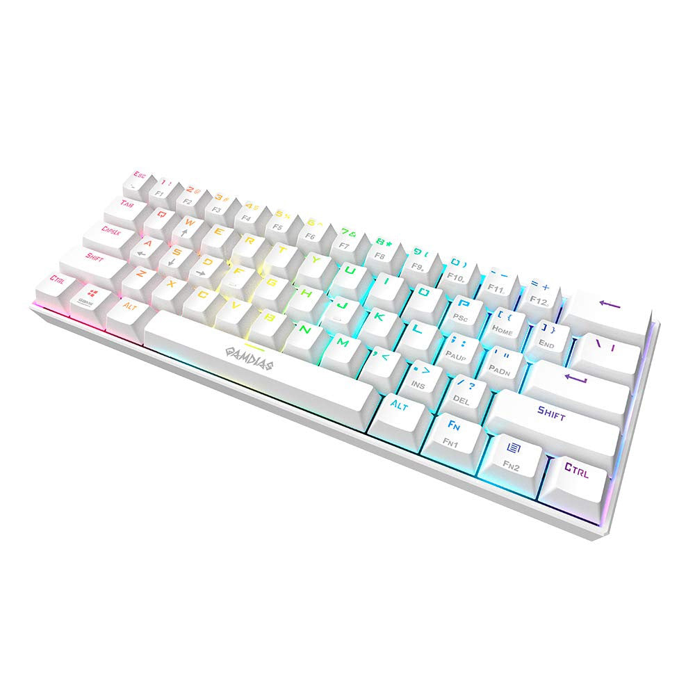 Gamdias Hermes E3 RGB Mechanical White Gaming Keyboard Blue Switch with 19 Built-in Lighting Effects Certified Optical Switches and N-Key Rollover & Anti-Ghosting Functionality