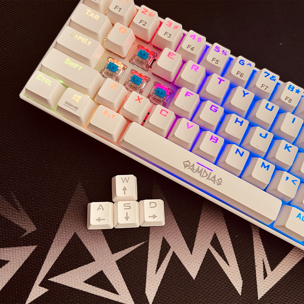 Gamdias Hermes E3 RGB Mechanical White Gaming Keyboard Blue Switch with 19 Built-in Lighting Effects Certified Optical Switches and N-Key Rollover & Anti-Ghosting Functionality