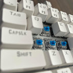Gamdias Hermes E3 RGB Mechanical White Gaming Keyboard Blue Switch with 19 Built-in Lighting Effects Certified Optical Switches and N-Key Rollover & Anti-Ghosting Functionality