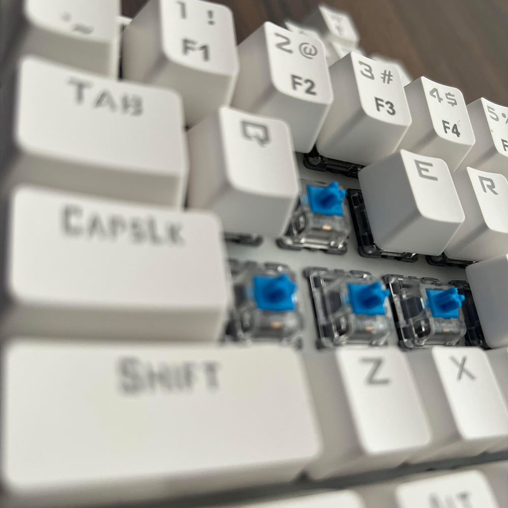 Gamdias Hermes E3 RGB Mechanical White Gaming Keyboard Blue Switch with 19 Built-in Lighting Effects Certified Optical Switches and N-Key Rollover & Anti-Ghosting Functionality
