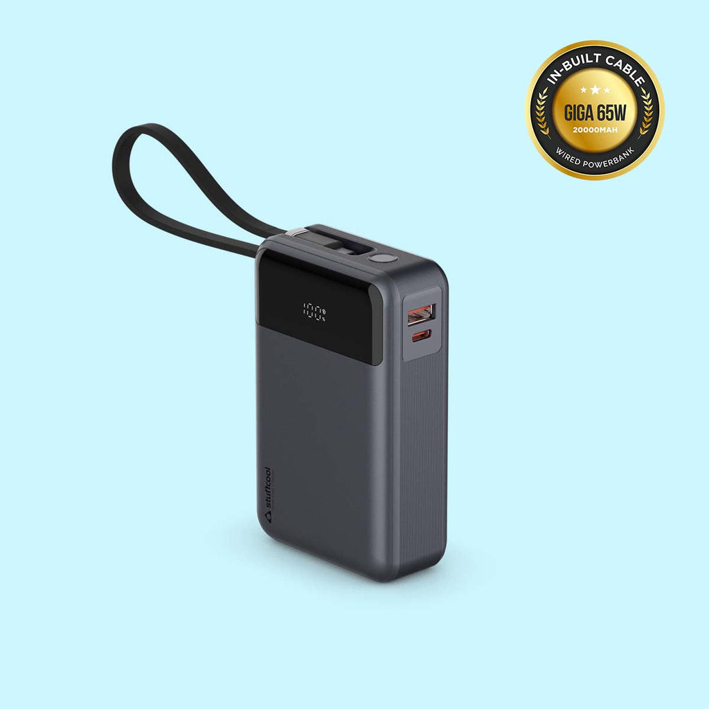 Giga smallest 65W 20000 mAh Powerbank With Built-in Type C Cable