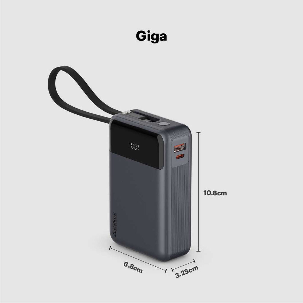 Giga smallest 65W 20000 mAh Powerbank With Built-in Type C Cable