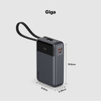 Giga smallest 65W 20000 mAh Powerbank With Built-in Type C Cable