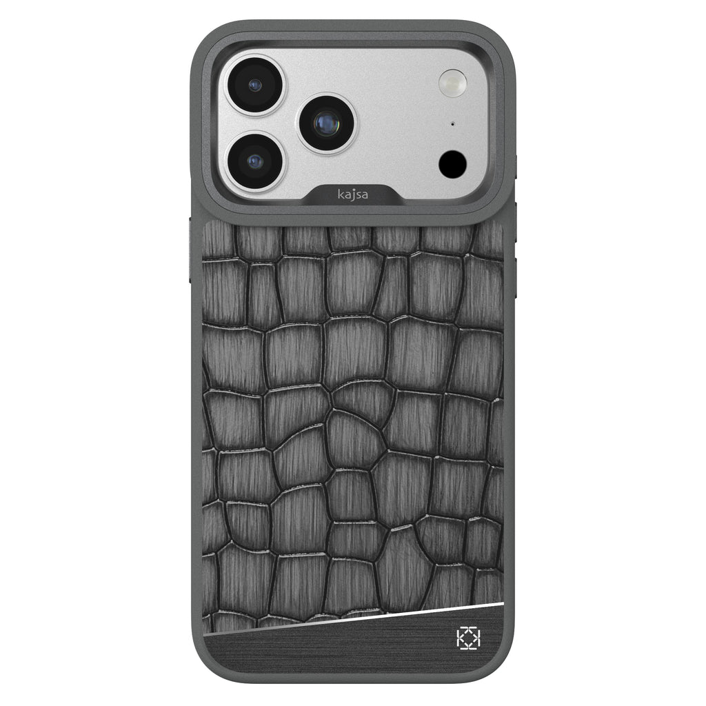Kajsa - Glamorous Collection - Metallic Croco 2 Back Case for iPhone 17 (MagSafe Compatible)