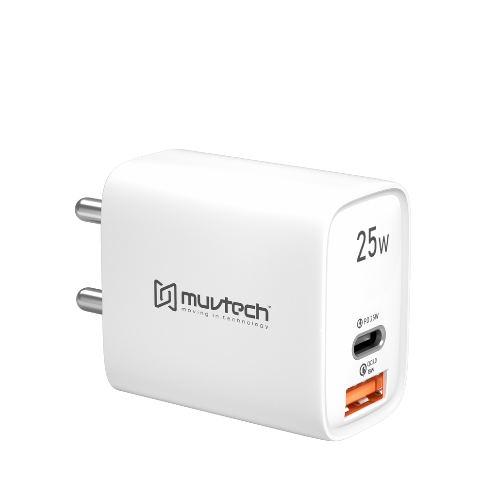 25W Dual Port USB & Type-C Mobile Wall Charger – Fast Charging for All Your Devices