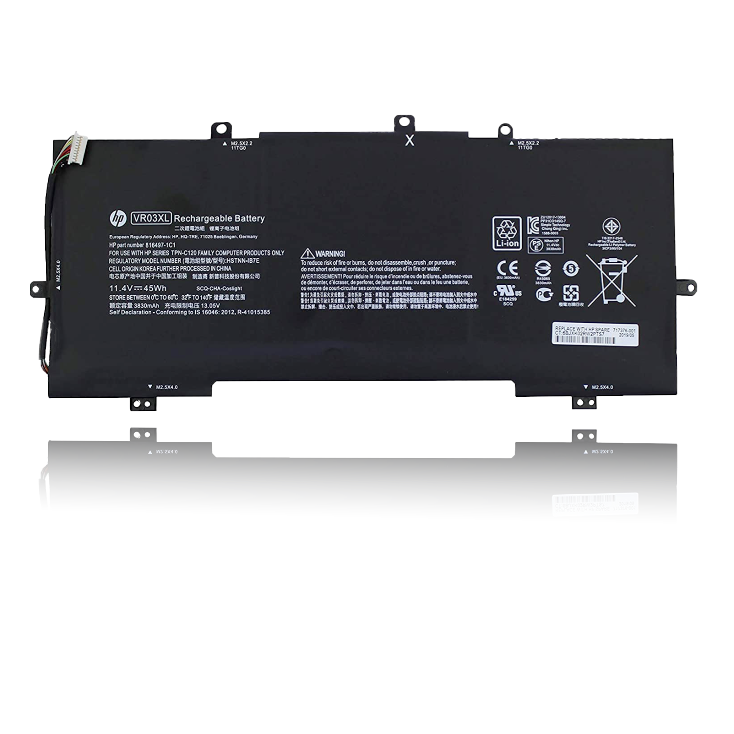 HP VR03XL Original OEM 45Whr 3900mAh 11.4V 3 Cell Laptop Battery