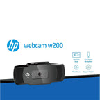 HP W200 720P HD Web Camera with Built-in Mic and 72° Wide Angle View