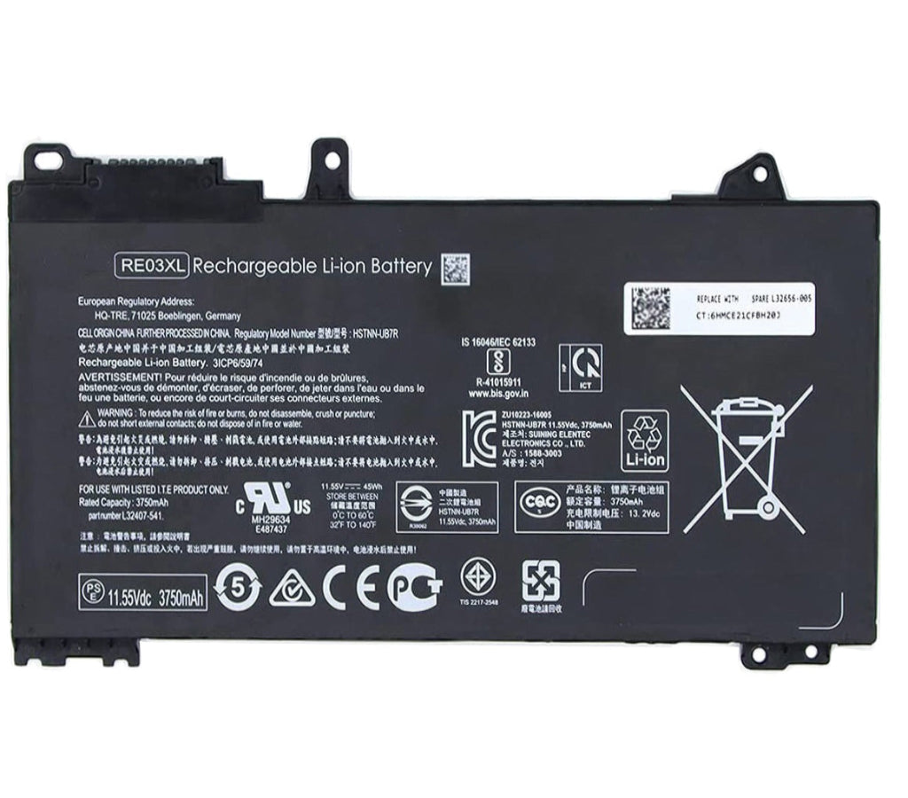 HP RE03XL Original OEM 45Whr 3800mAh 11.55V 3 Cell Laptop Battery