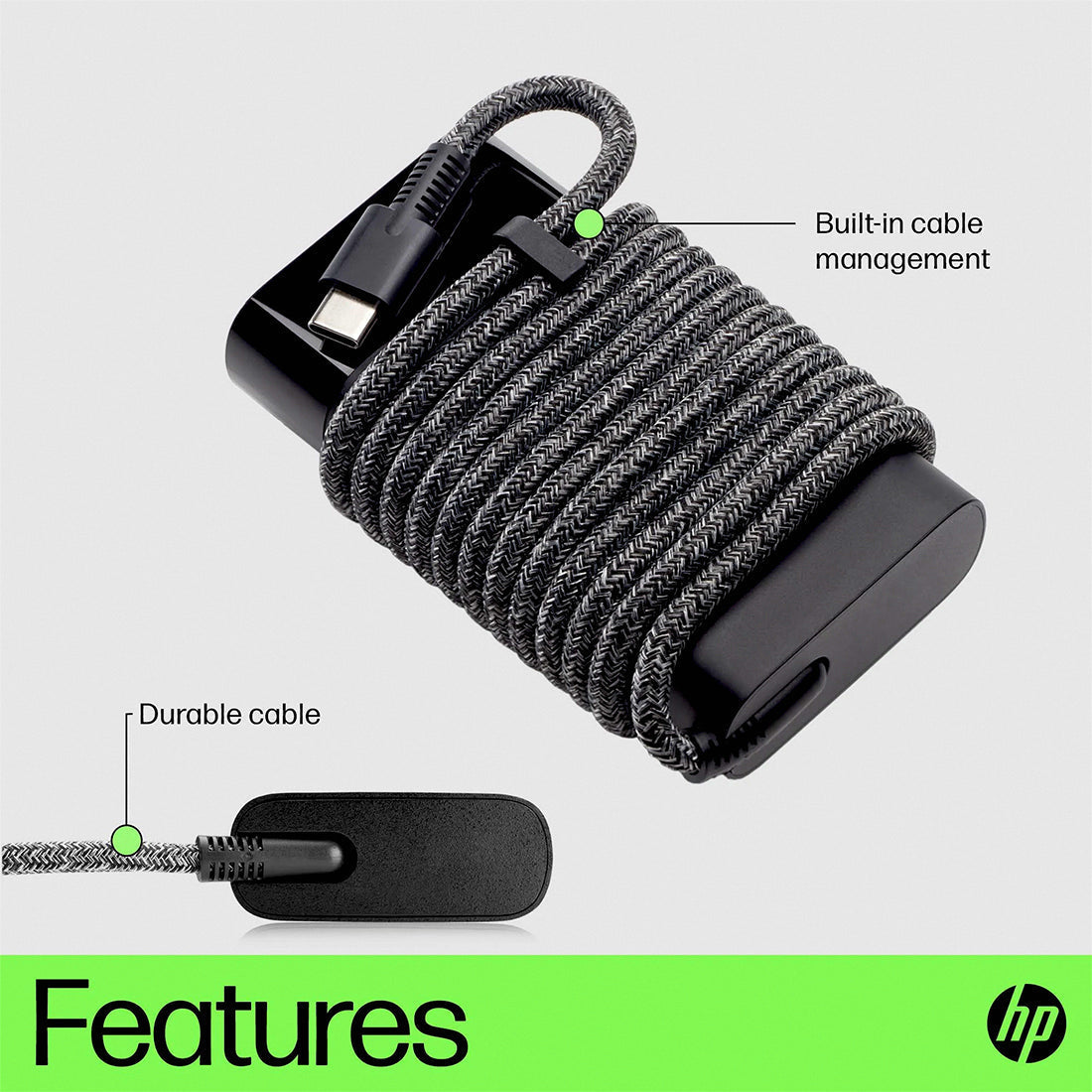 HP Original 65W Laptop Charger Adapter USB Type C Pin with Power Cable