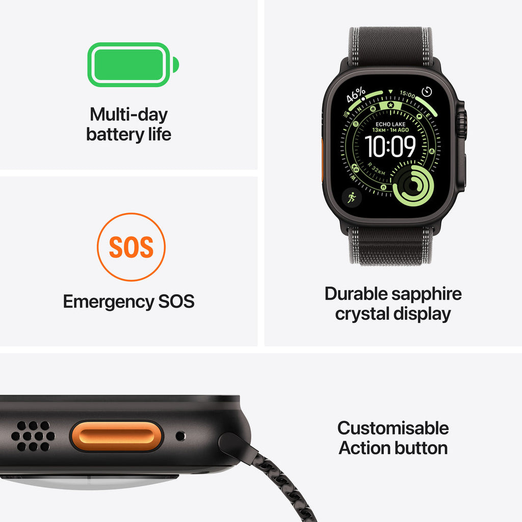 Apple Watch Ultra 3 Black Titanium Case with Alpine Loop -  Black