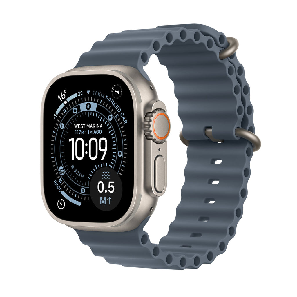 Apple Watch Ultra 3 Natural Titanium Case with Ocean Band - Anchor Blue